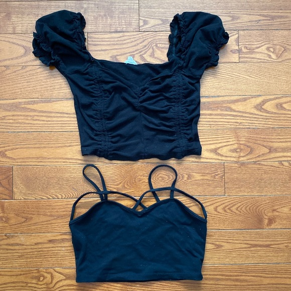 Garage/Eclipse two small women’s/youth top/bralette crop top black. - Picture 1 of 8